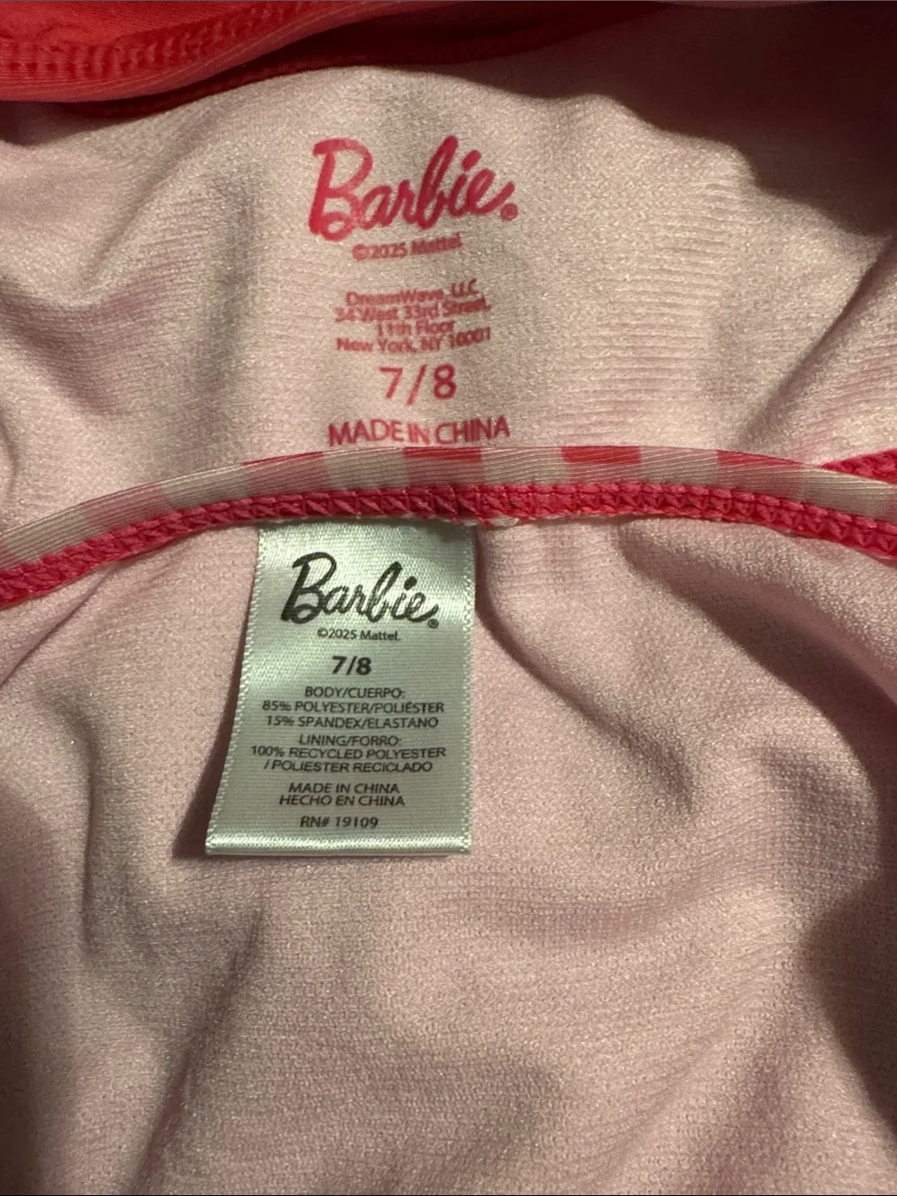 Barbie Hot Pink and Light Pink Gingham Daisy Strap Bikini